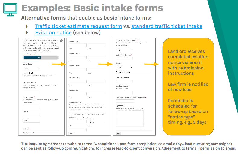 Example of a basic intake form from Chi City Legal