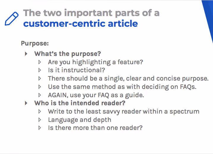 Customer-centric articles should highlight your purpose and your intended reader