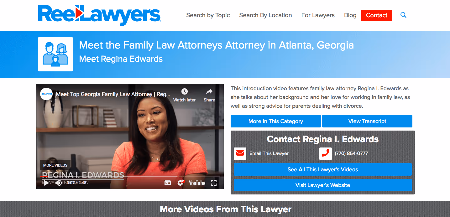 Regina Edwards' ReelLawyers video