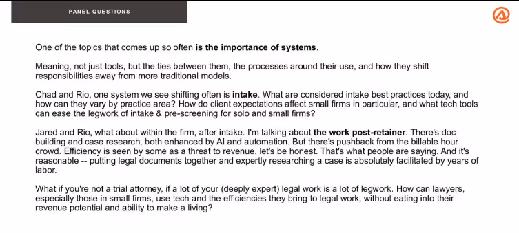 What's considered intake best practices? How do lawyers go about intake work post-retainer?