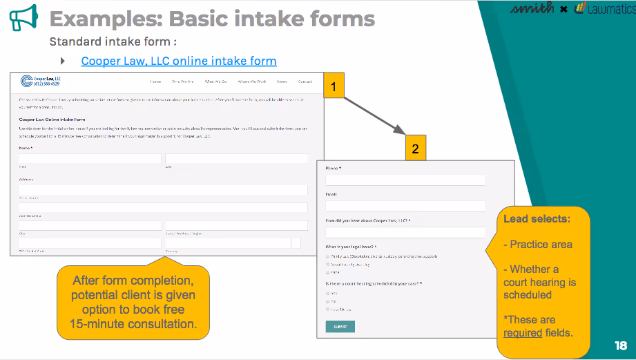 Example of a basic intake forms