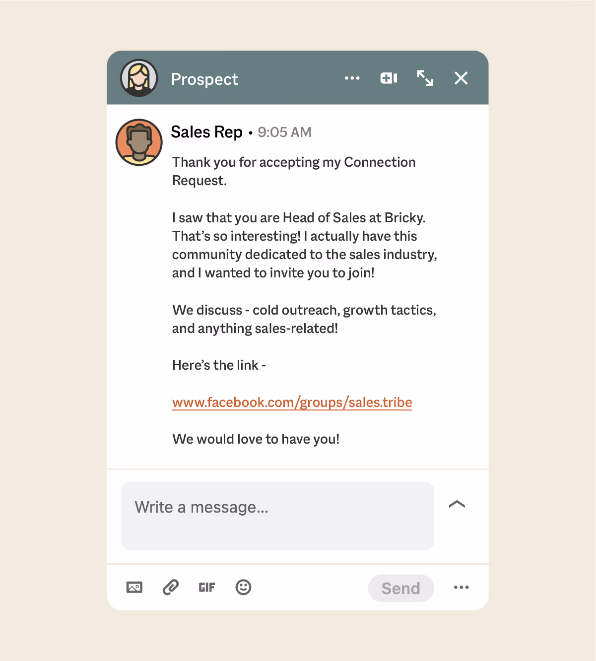 Social Media Sales Pitch Example