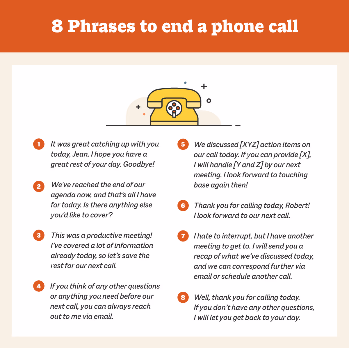 8 phrases to end a phone call