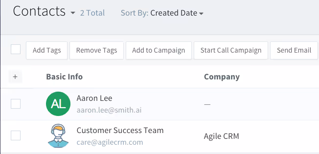 agile crm contact