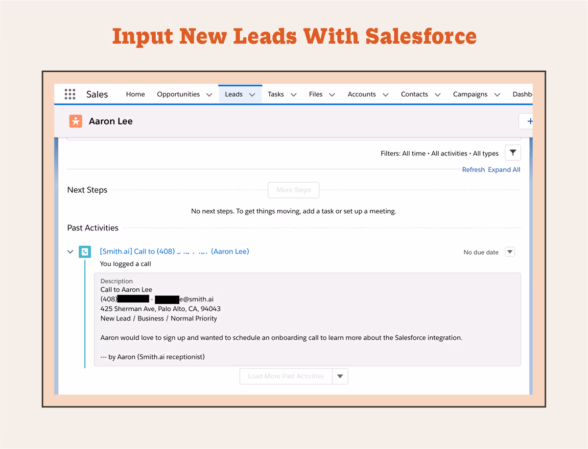 input new leads with salesforce