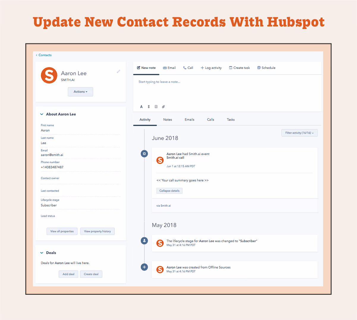 update new contact records with hubspot