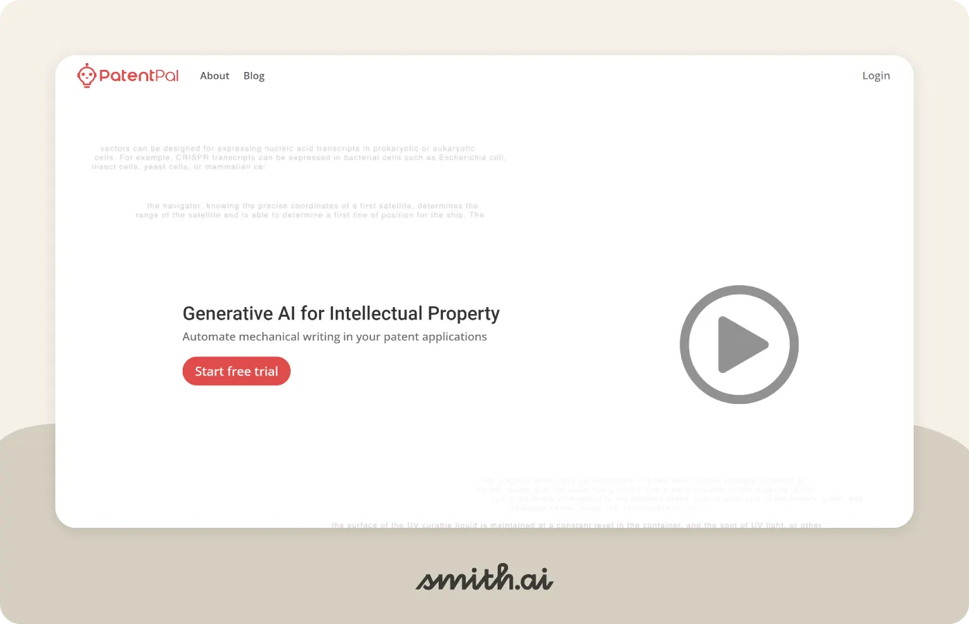 Screenshot of PatentPal's homepage.
