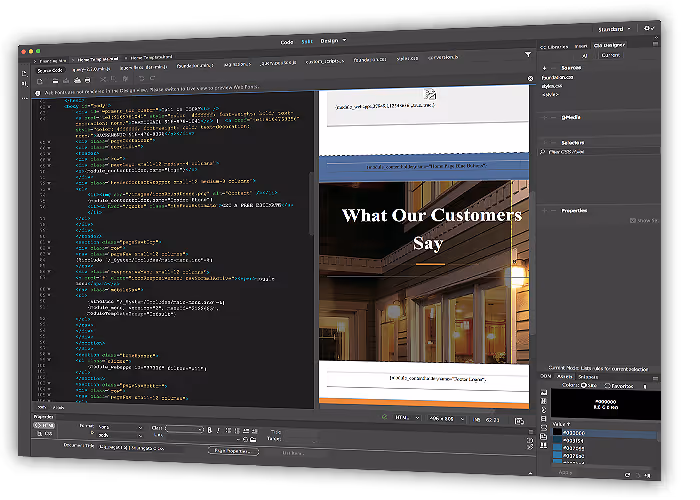 Website design in development phase