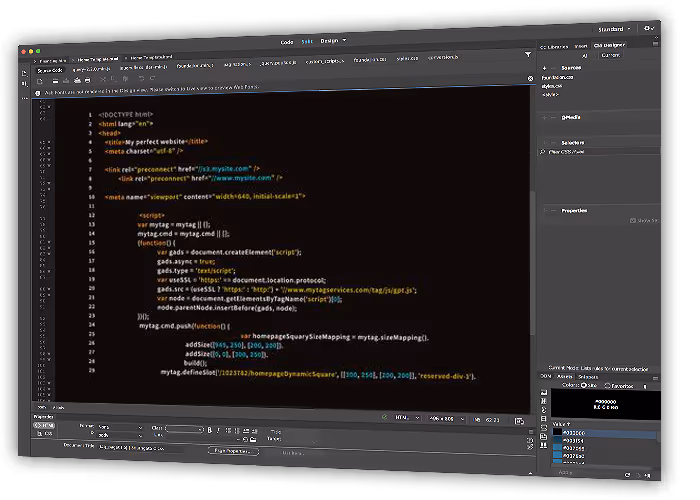 Website design in development phase