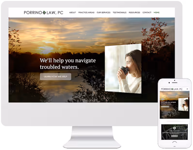 Graphic of Porino Law mobile-friendly website 