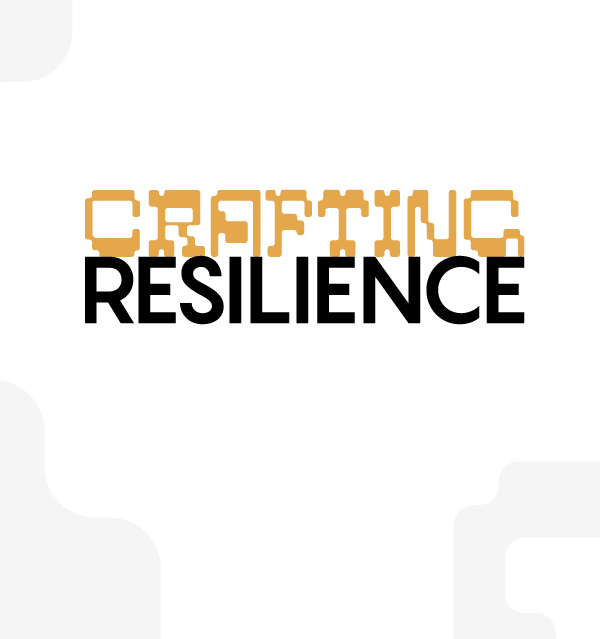 Crafting Resilience logo in black, grey, and mustard yellow