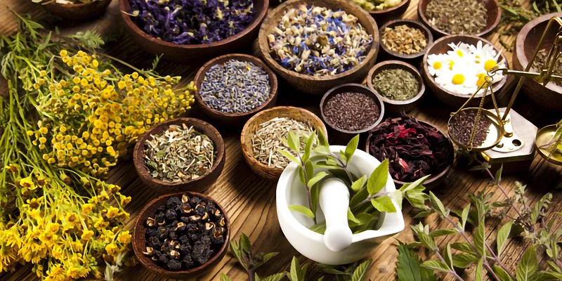 Herbs on a table