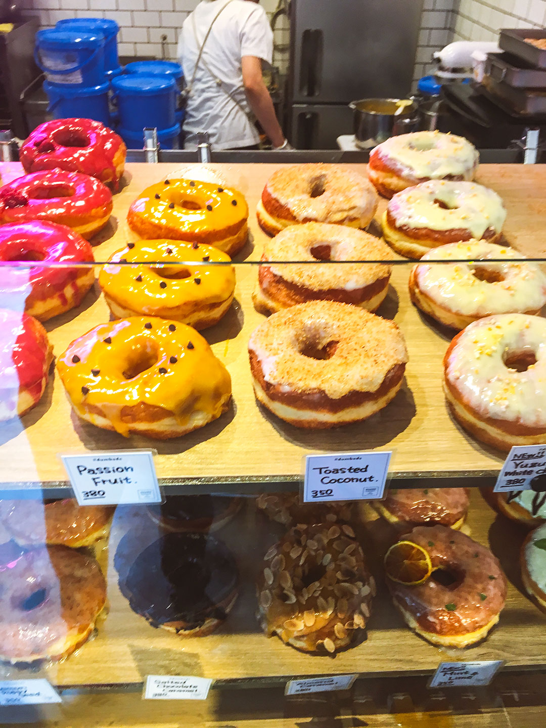 Passionfruit and Toasted coconut doughnuts at Dumbo Doughnuts Tokyo