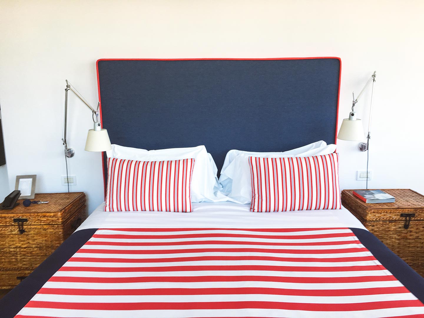 Nautically themed bed in the Junior suite La Minervetta Sorrento Italy