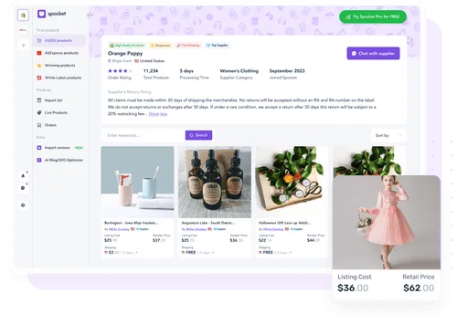 Partner with Spocket as supplier