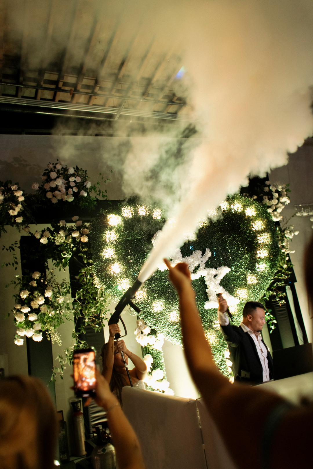 Wedding reception dancing.