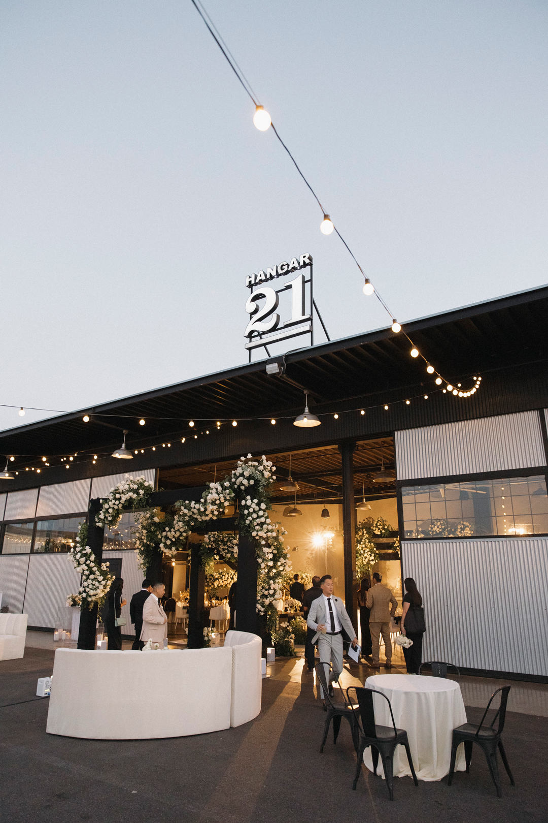 Indoor-outdoor wedding reception.