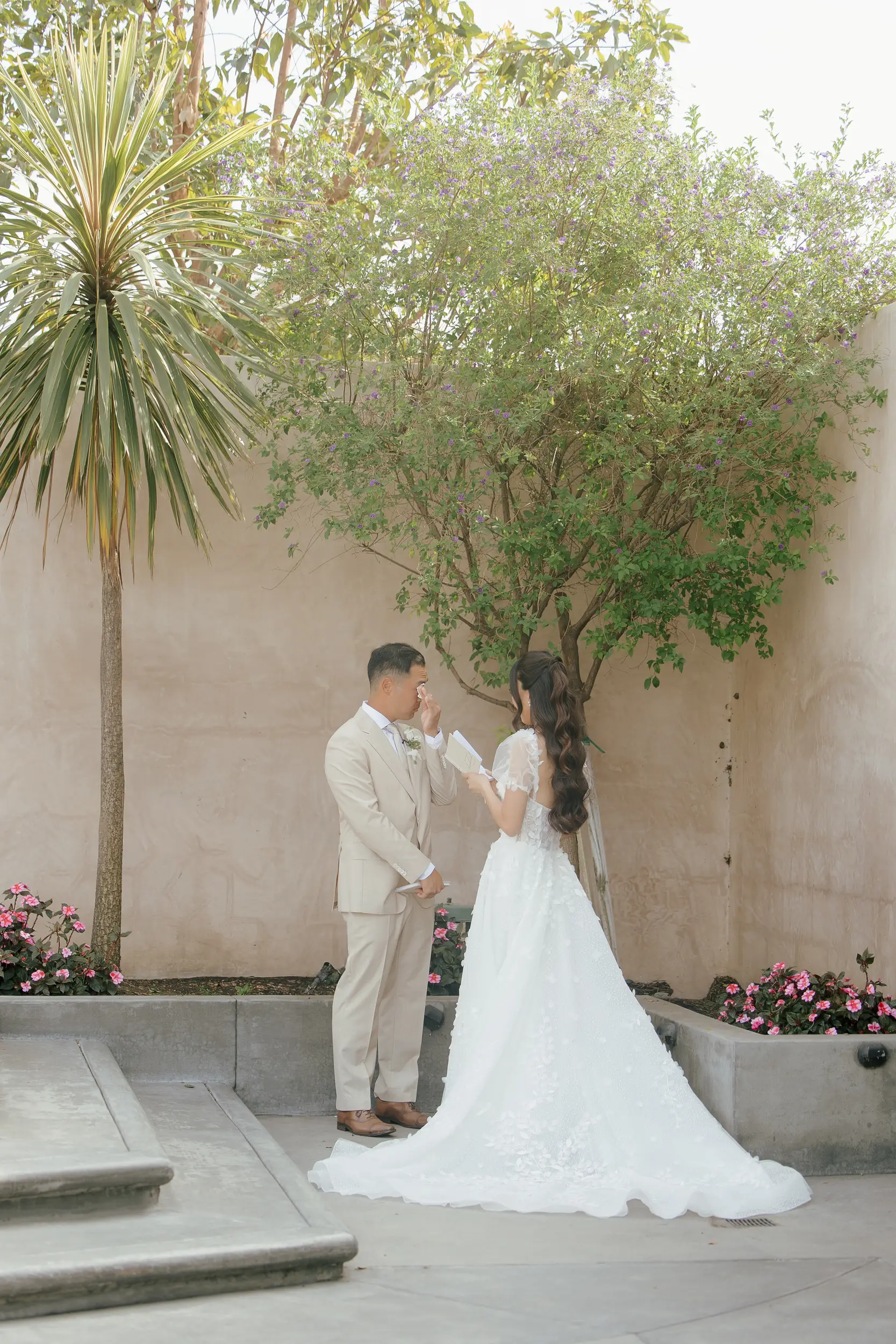 Bride and groom share private vows.