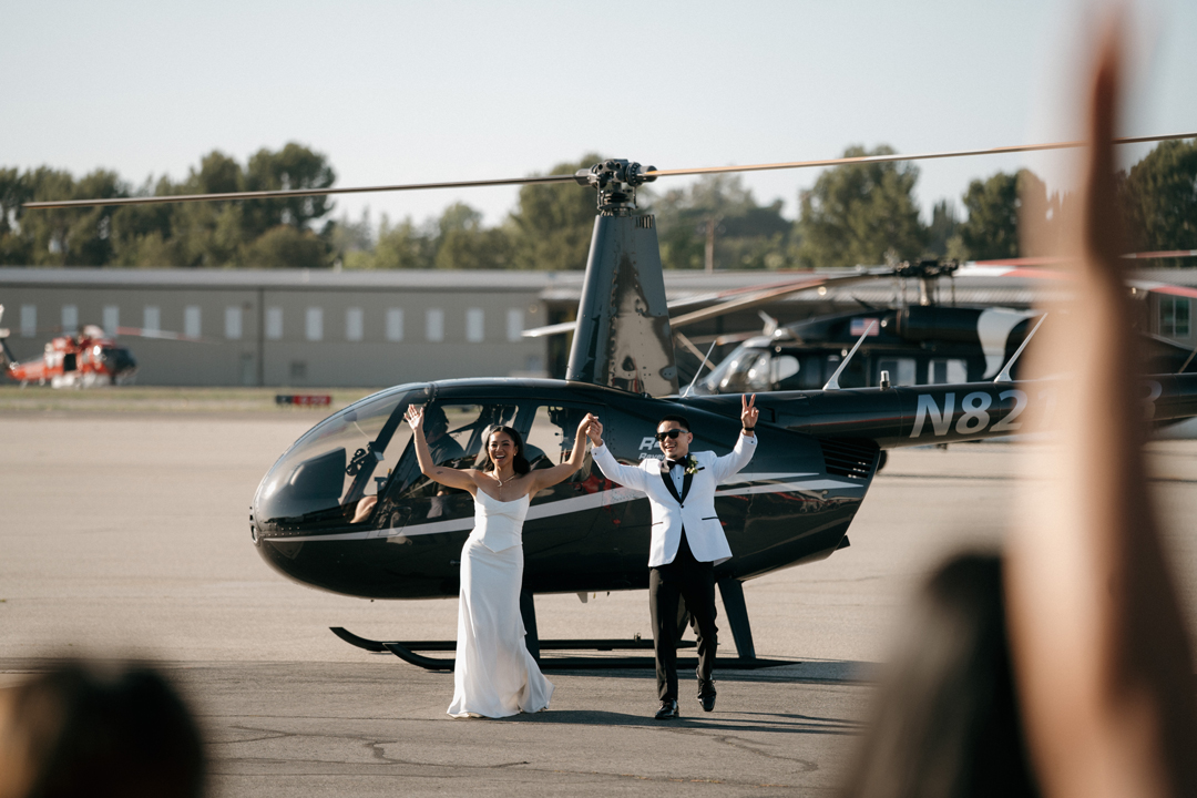 wedding helicopter grand entrance