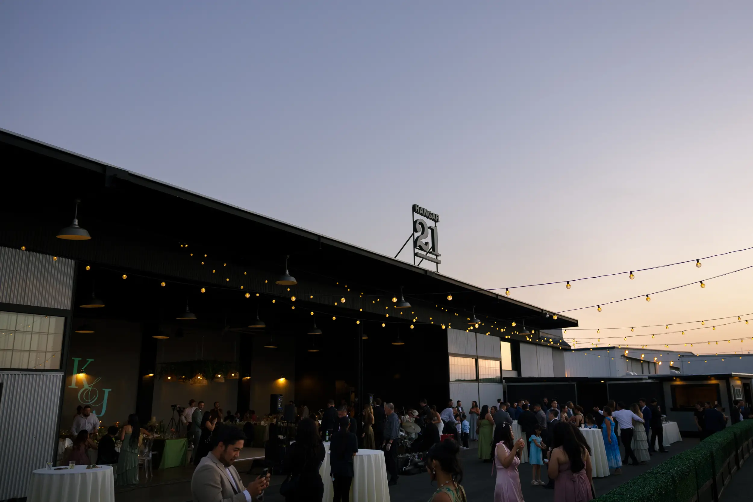 Sunset wedding reception.