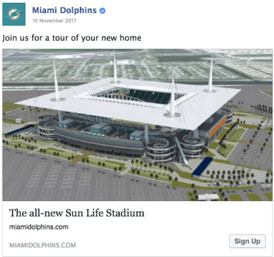 Miami dolphin Facebook post example the got great engagement results