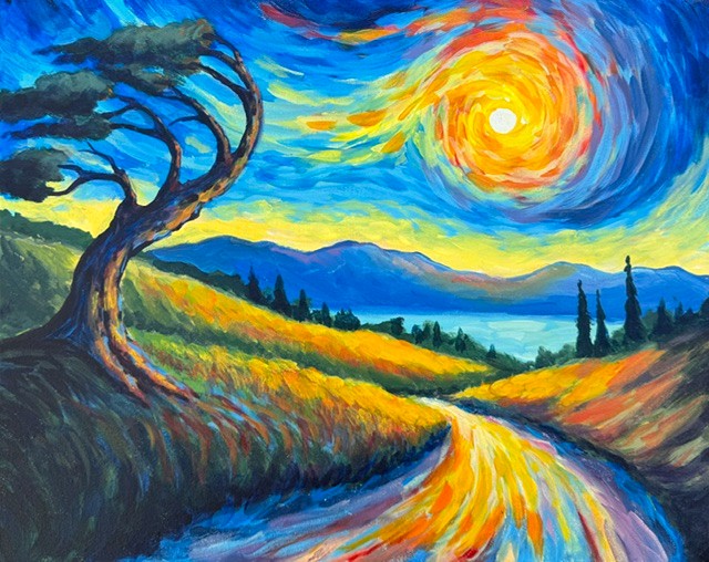 Van Gogh-inspired sunset painting!