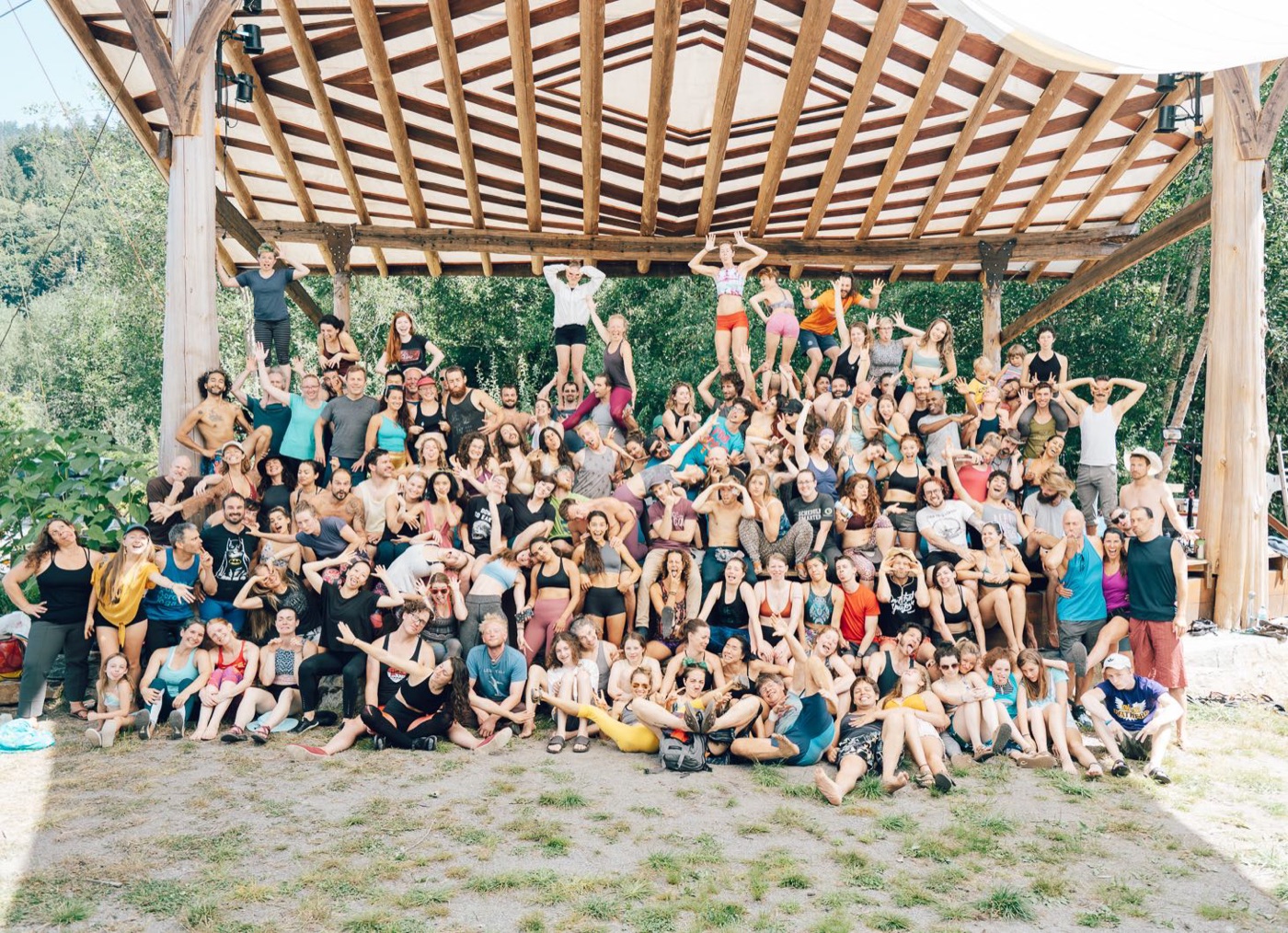 Group photo from an acro festival, 2019