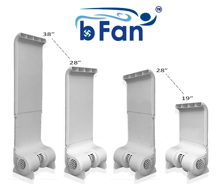the bedfan is fully adjustable from 18" to 38" between the short and tall version