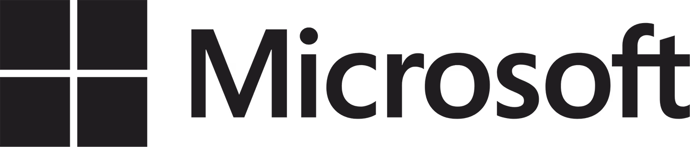 Microsoft logo with four squares next to the word 'Microsoft'.