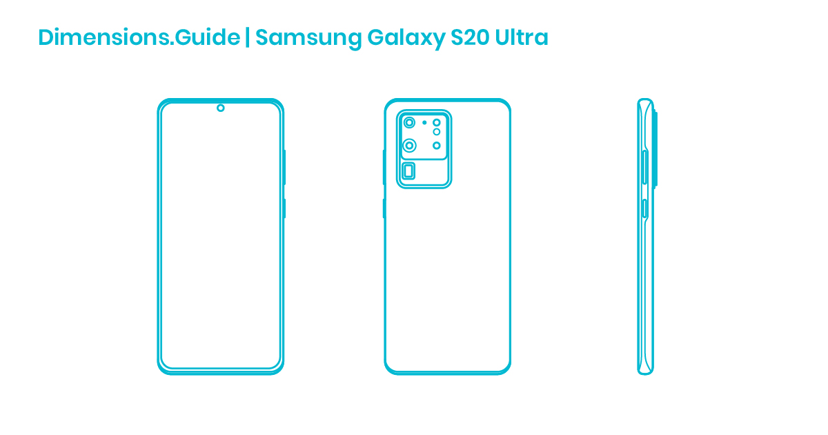Samsung Galaxy S20 Ultra (2020) Dimensions & Drawings | Dimensions.com