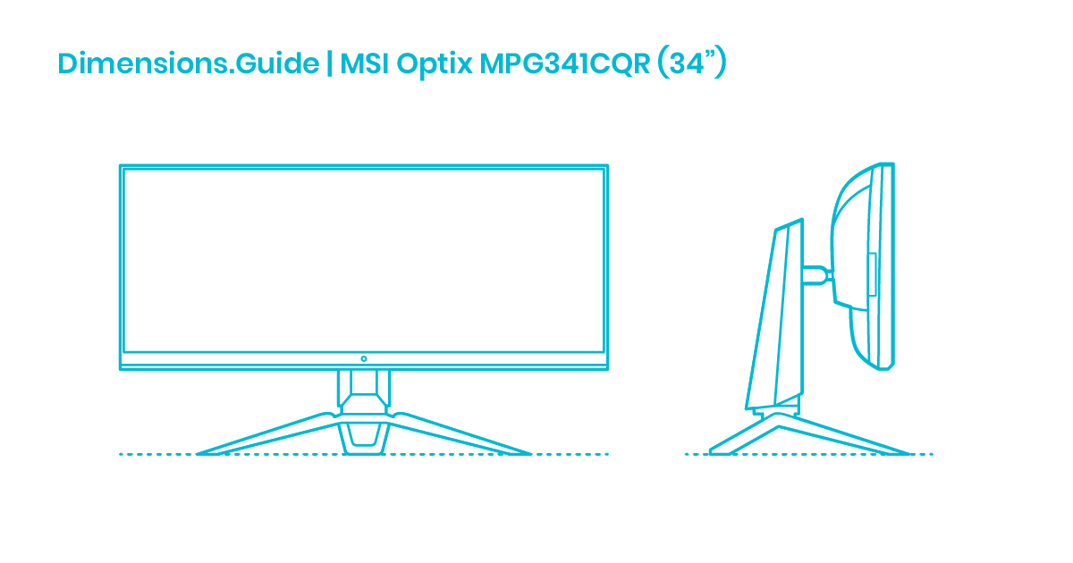 MSI Optix MPG341CQR (34”) Dimensions & Drawings | Dimensions.com