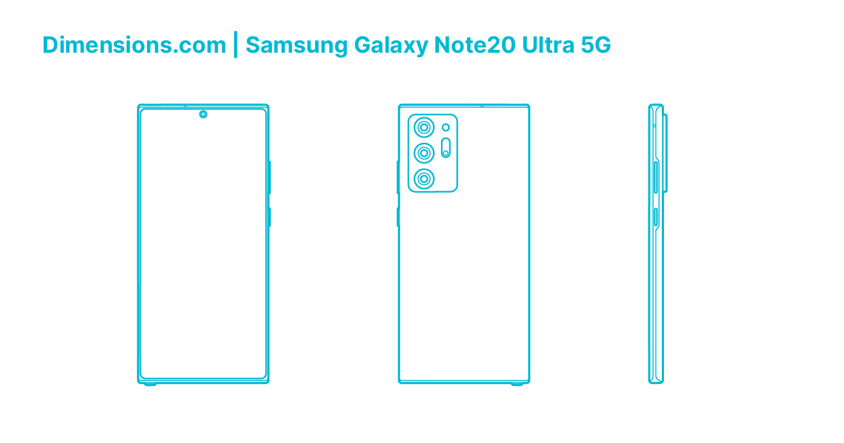 Samsung Galaxy Note20 Ultra 5G (2020) Dimensions & Drawings  
