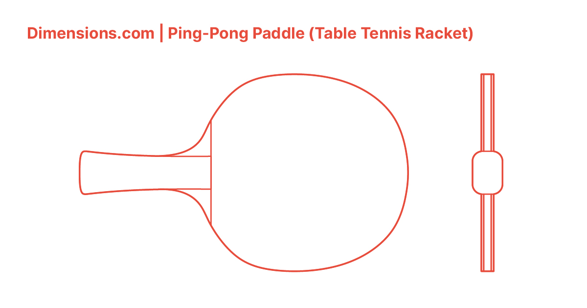PingPong Paddle Table Tennis Racket Dimensions & Drawings