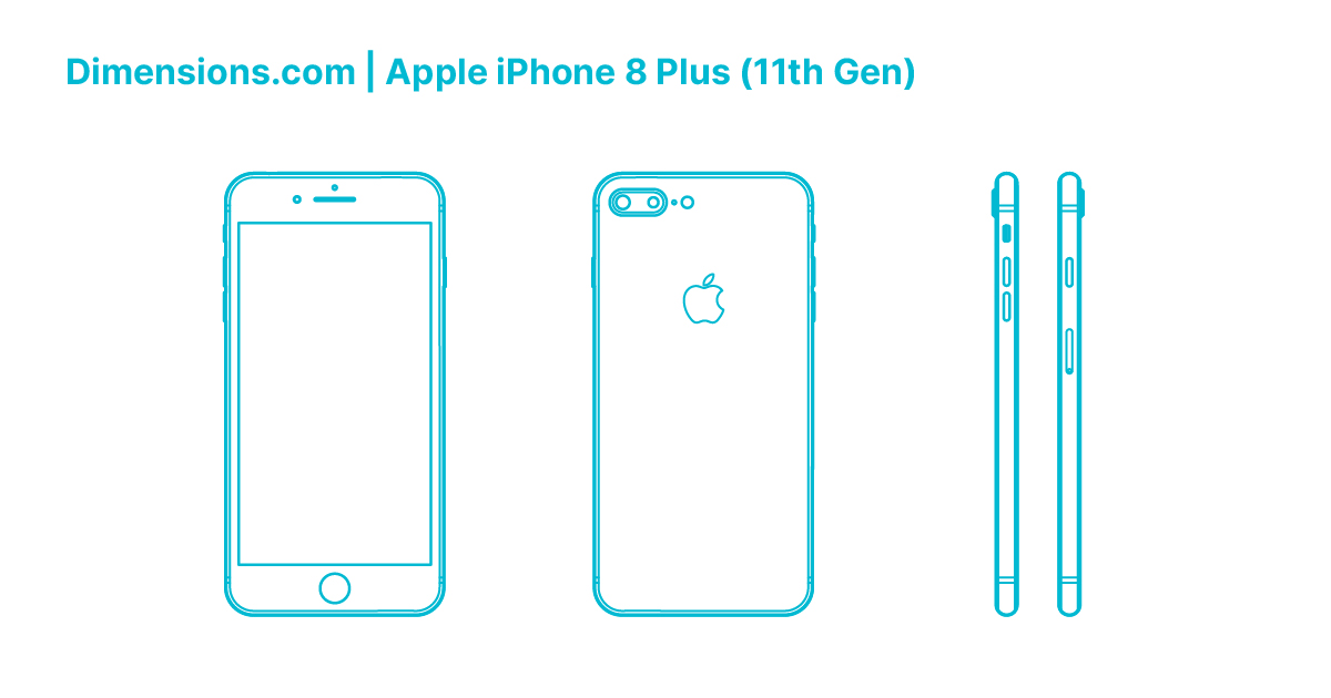 Apple iPhone 8 Plus (11th Gen) Dimensions & Drawings | Dimensions.com
