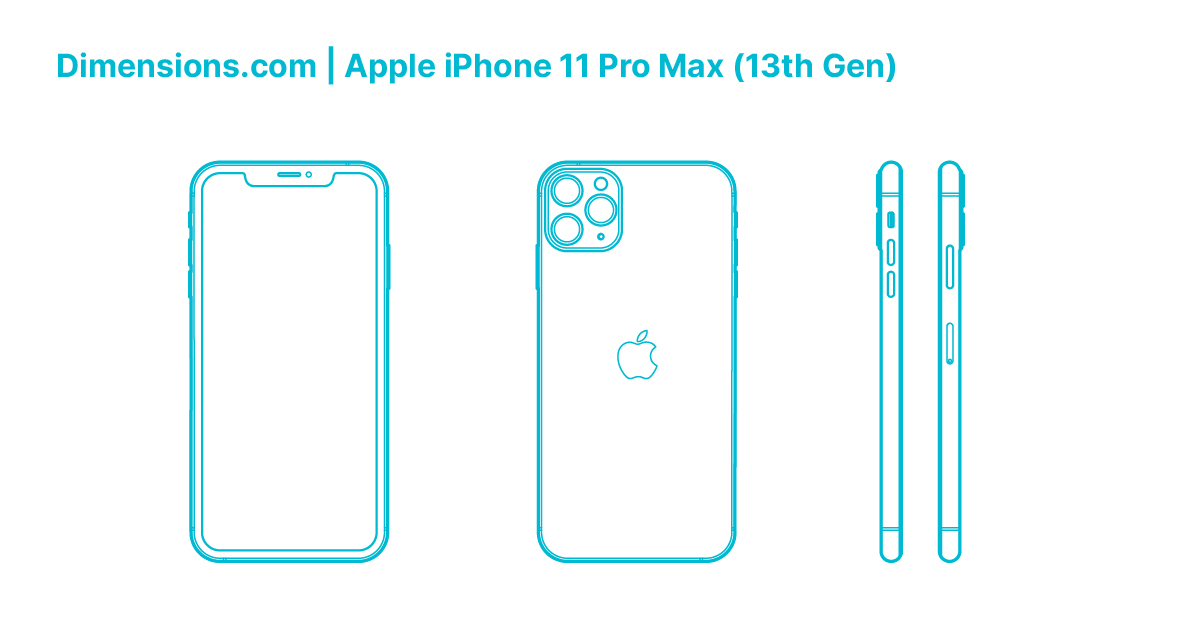 Apple iPhone 11 Pro Max (13th Gen) Dimensions & Drawings
