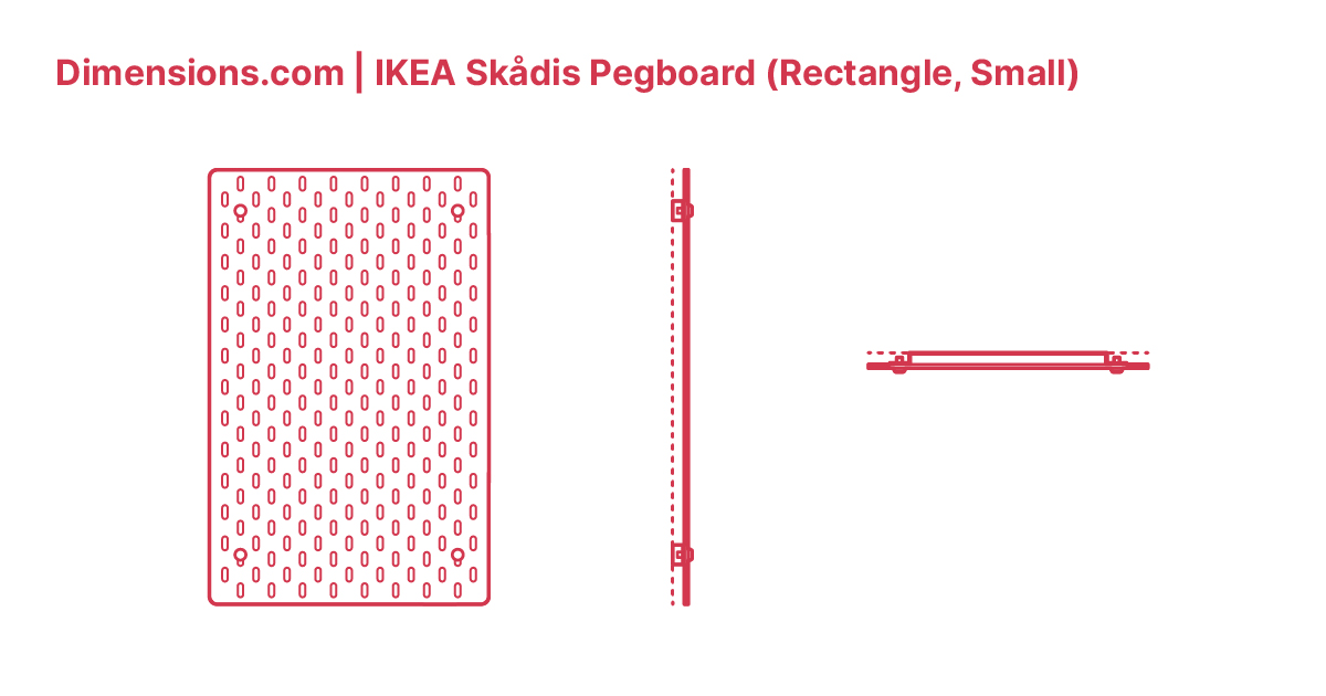IKEA Skådis Pegboard (Rectangle, Small) Dimensions & Drawings