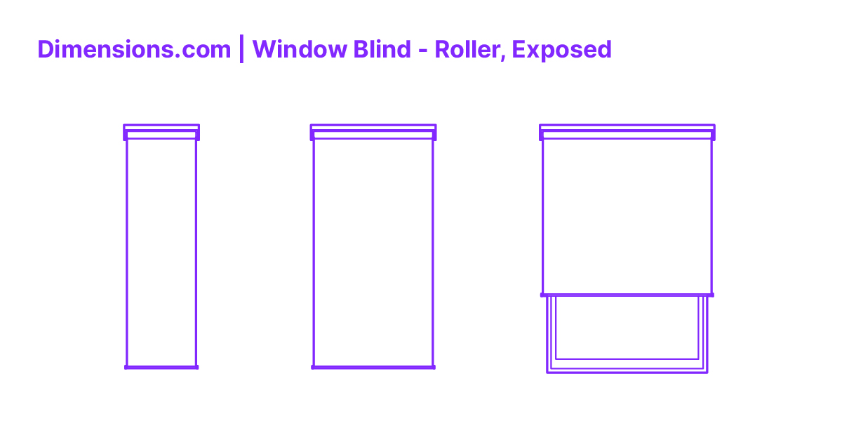 Window Blind Roller, Exposed Rail Dimensions & Drawings