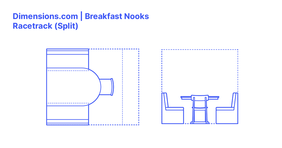 Breakfast Nook - Racetrack, Split Dimensions & Drawings | Dimensions.com