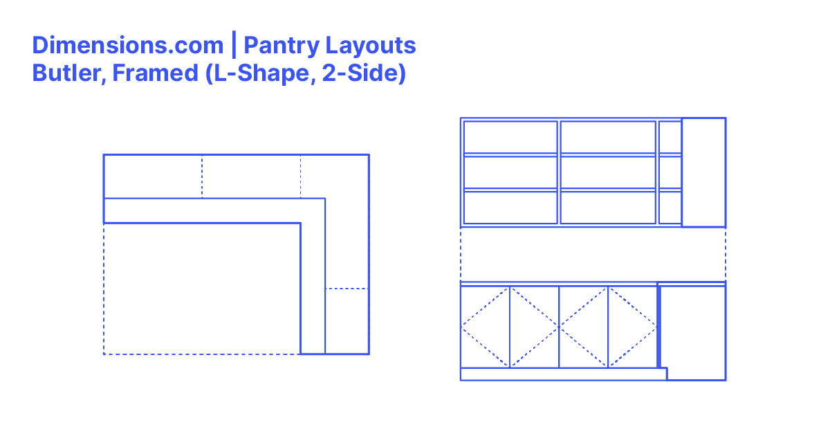Pantry - Butler, Framed (L-Shape, 2-Side) Dimensions & Drawings ...