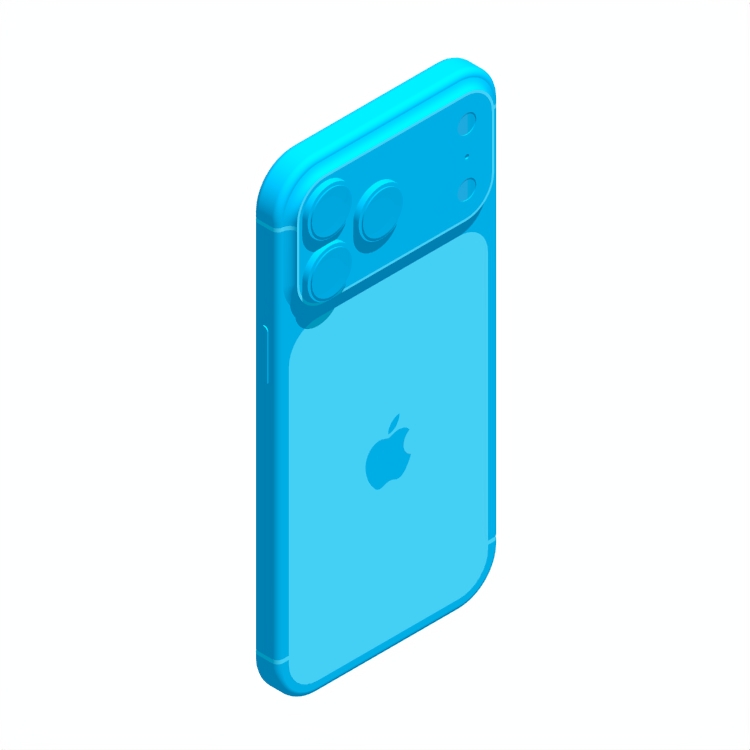3D model of the Apple iPhone 17 Pro Max viewed in perspective