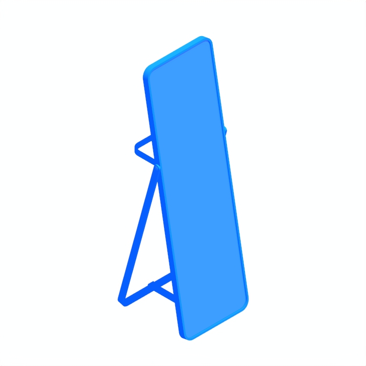 Perspective view of a 3D model of the IKEA Ikornnes Floor Mirror