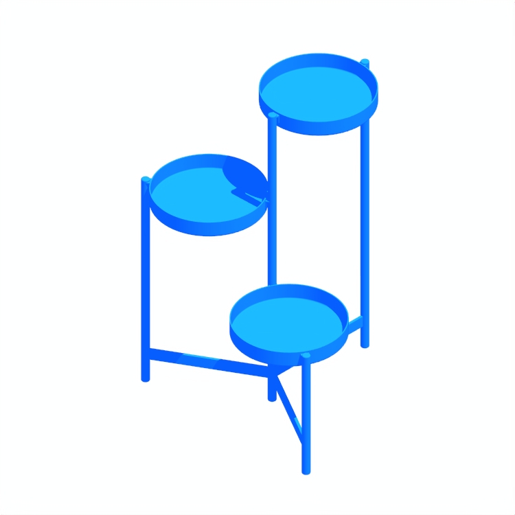 Perspective view of a 3D model of the IKEA Olivblad Plant Stand (Trio)