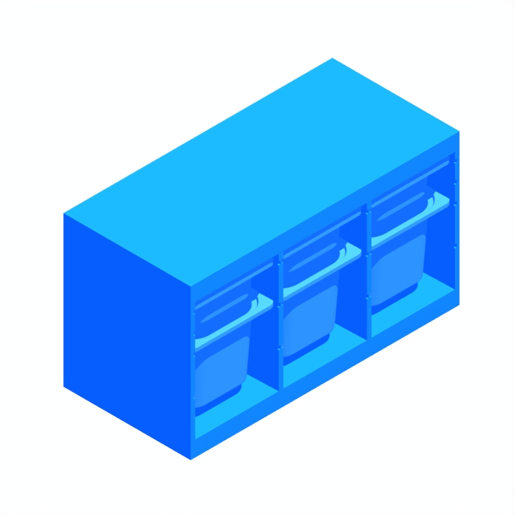 3D model of the IKEA Trofast Storage Combination (Low, Wide) viewed in perspective