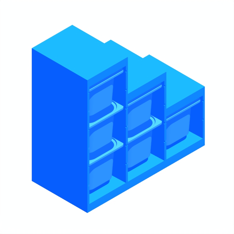 View of the IKEA Trofast Storage Combination (Stepped) in 3D available for download