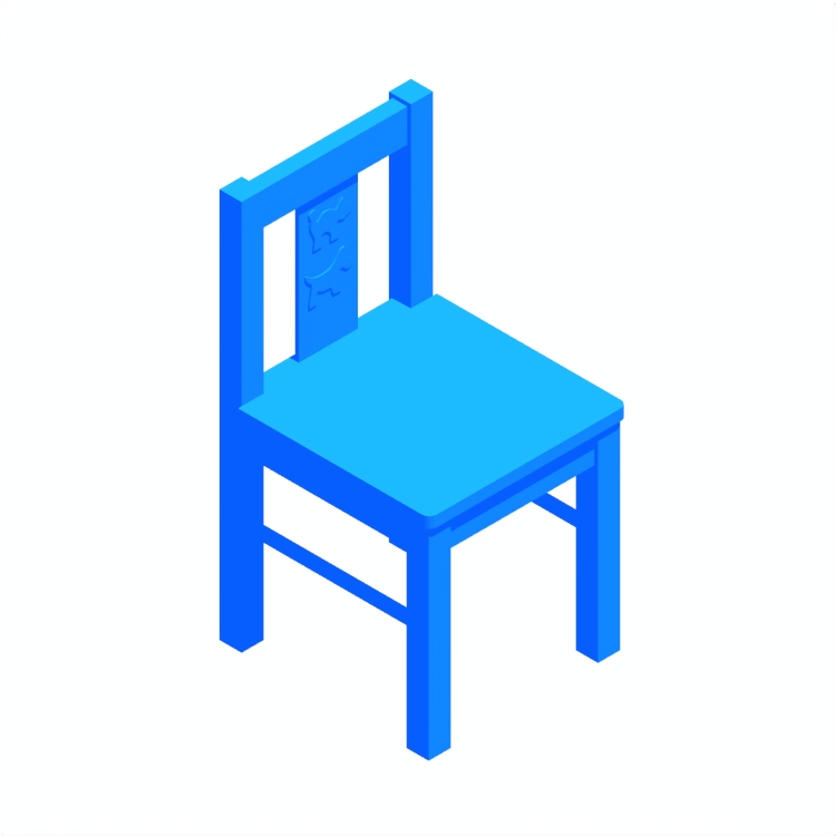 Perspective view of a 3D model of the IKEA Kritter Children’s Chair