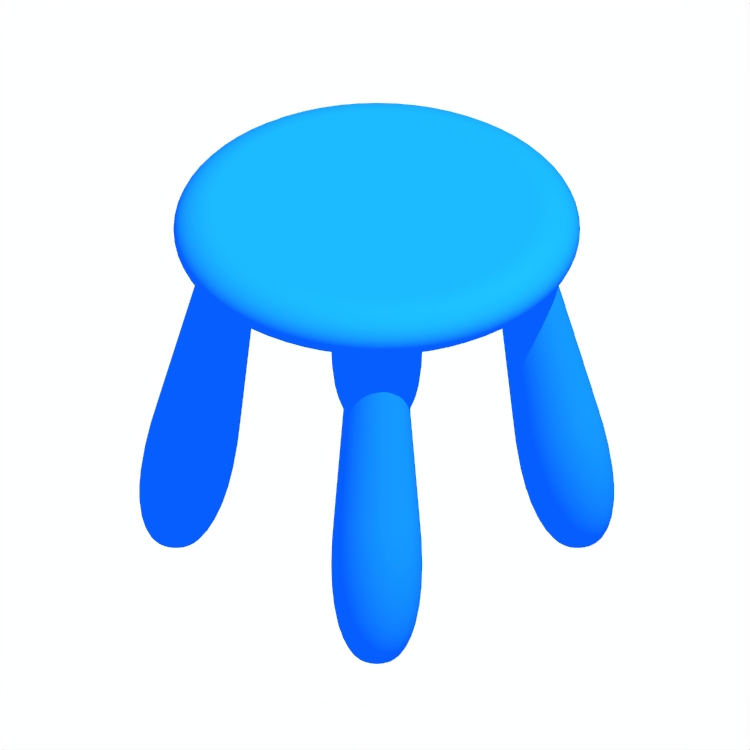 Perspective view of a 3D model of the IKEA Mammut Children’s Stool