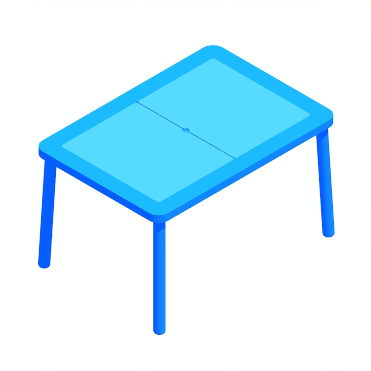 Perspective view of a 3D model of the IKEA Flisat Children’s Table