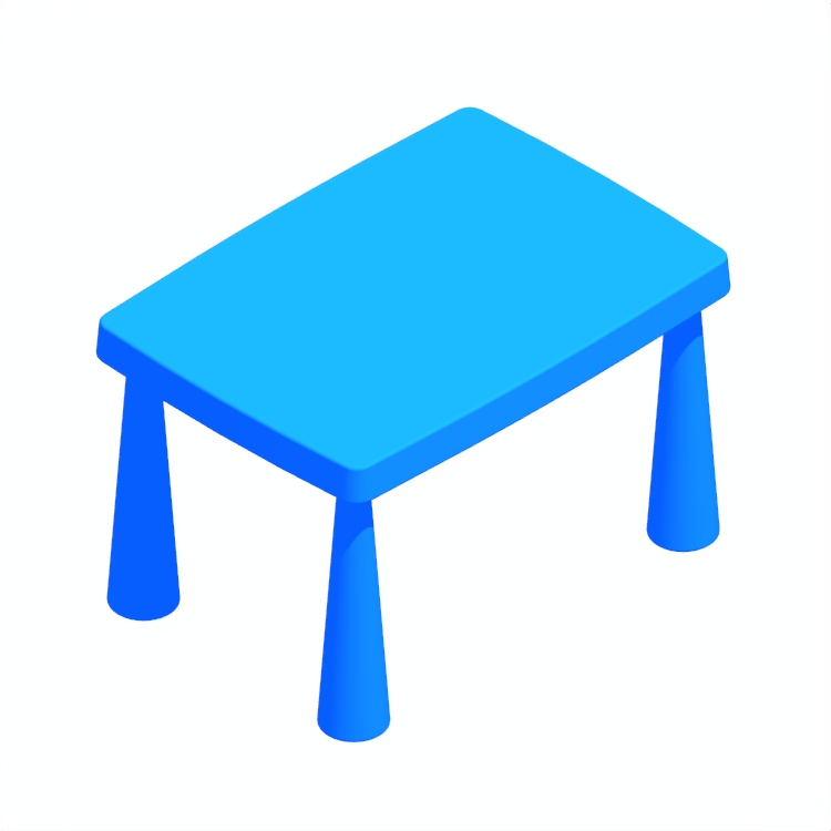 Perspective view of a 3D model of the IKEA Mammut Children’s Table (Rectangle)