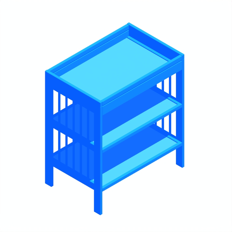 3D model of the IKEA Gulliver Changing Table viewed in perspective