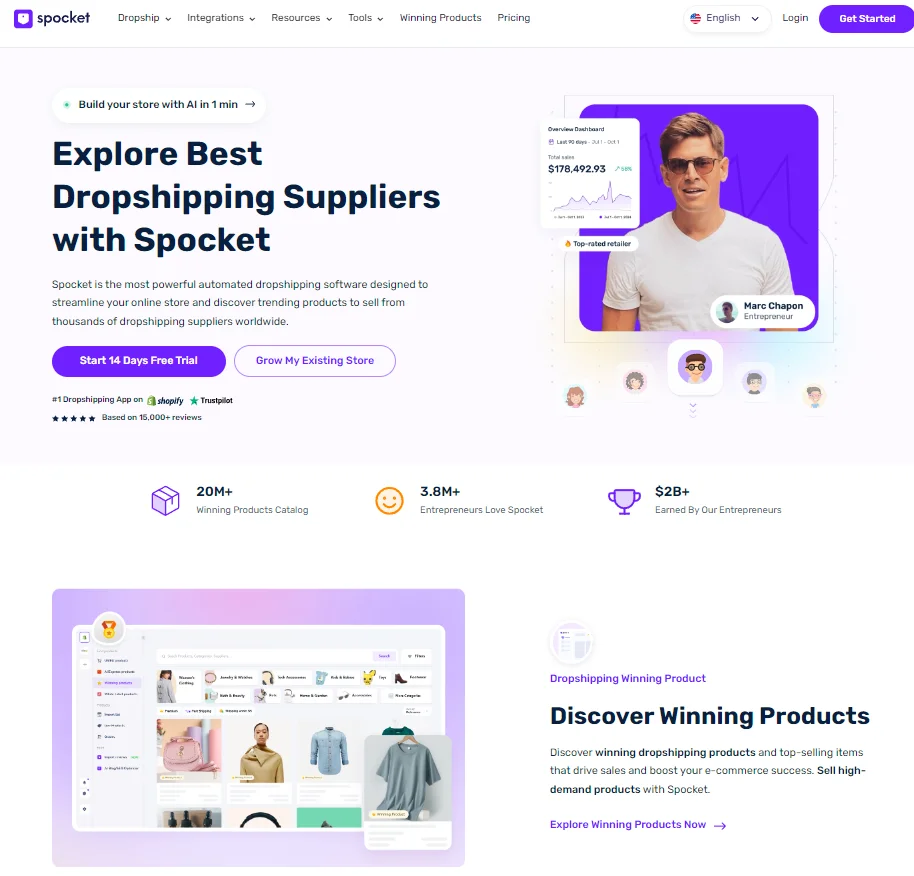 Spocket Homepage